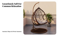 Thick Cushion Freestanding Egg-Shaped Chair Comfortable and Breathable Double Egg-Shaped Chair with Stand Long-Lasting Swing Seat Weather-Resistant for Loungers, Homeowners, Balcony, Indoor, Garden, Backyard