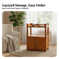 Chinese design dual-level Tea Station Space-Saving Design 2-Tier Side Table Multi-Level Storage Household Furniture Minimalist Aesthetic for Apartment Dwellers, Homeowners, Students, Small Spaces, Living Room, Bedroom, Entryway