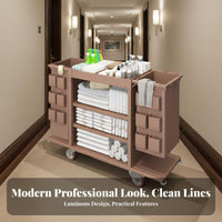 Hotel Cleaning Cart Multifunctional Housekeeping Cart Large Capacity Room Service Cleaning Trolley for Housekeepers, Hotels, Office Buildings