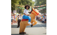 Inflate Inflatable Ride on Horse Costume Funny Mounted Horse Costume Lightweight Comfortable for Stage Performances