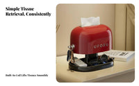 Tissue Box with Storage Drawer Retro Look Organizer with Tissue Dispenser
