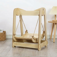 Wooden Cat Bed and Hammock, Freestanding Density Board Swing Style Cradle, Indoor Furniture for Kitten, 2kg Weight Elevated Resting Place