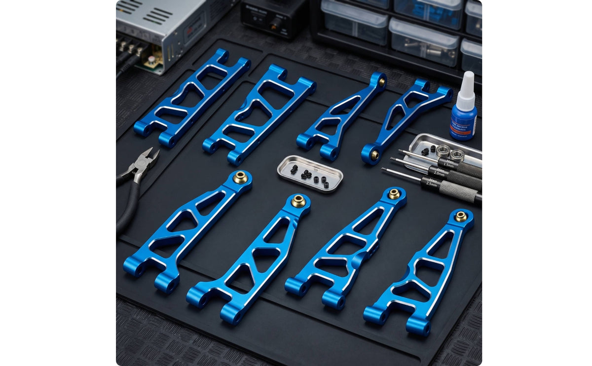 8 Pieces RC Shock-Absorbing Control Arms Skeletonized RC Control Arms with Bushings Hop-Upgrade Components