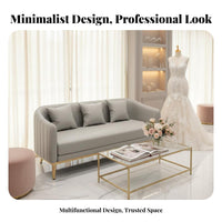 Elegant Design Curved Booth Bench and Table Flexible Configuration Reception Seating Fluted spinerest Waiting Area Set for Business Owners, Salon Managers, Homeowners, photo studio