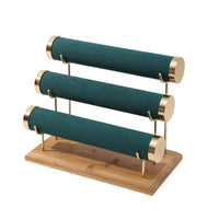 Jewelry Organizer with Wooden Base Upscale Look Jewelry Display Stand Stable for Vanity, Retail Counter
