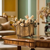 Vase Embossed Metal Vase Decorative Vessel for Decorators, Dining Table, Mantel