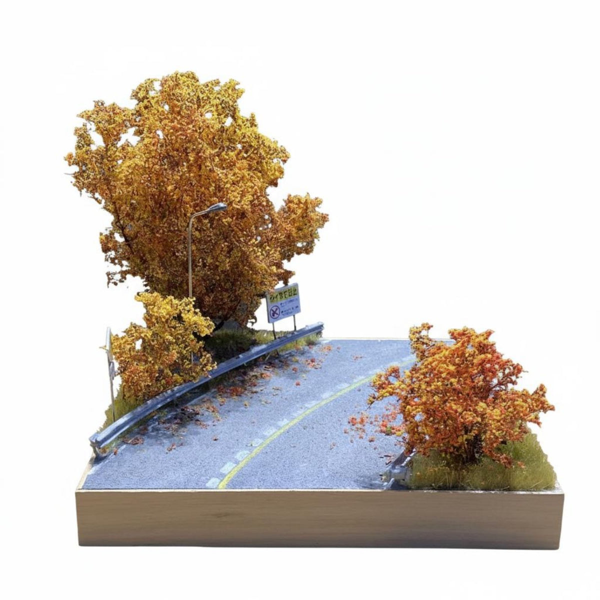 1:64 Scale Autumn Road Diorama Handmade Miniature Autumn Street Scene Realistic Details Hobby Supply for Desktop