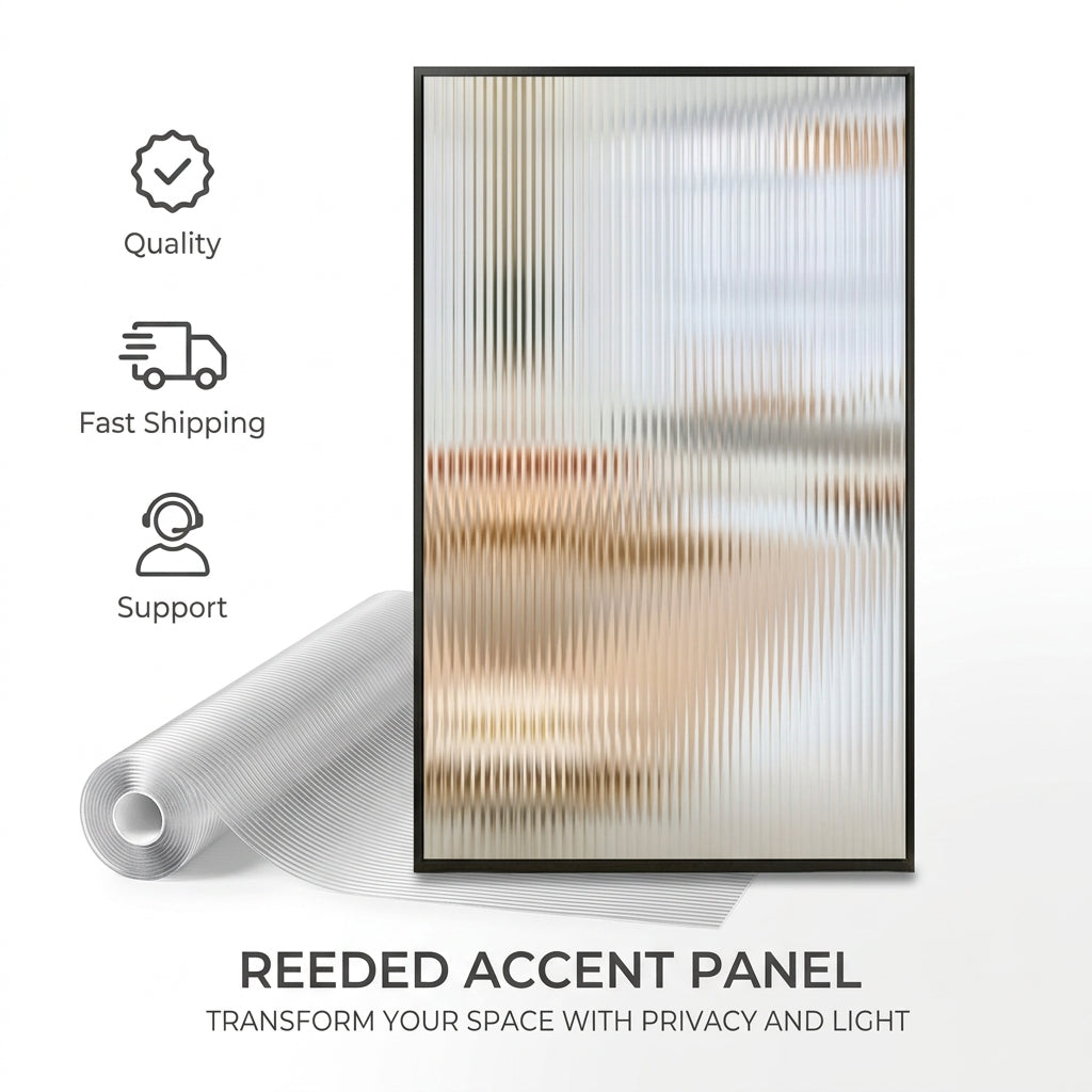 Window Film for Privacy in Home Office or Living Room, Waterproof Frosted Glass Film with Stripe Pattern, Fast PVC Privacy Film, DIY