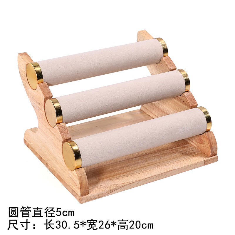 北欧金色三层手镯架木质手链展示架阶梯手链手表收纳架头绳头花架