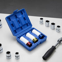 3 Pieces 1/2 Inch Drive Lug Nut Sockets CR-MO Steel Shielded Lug Nut Set Heavy Duty Color Coded Wheel Set for Mechanics, Tire Changing