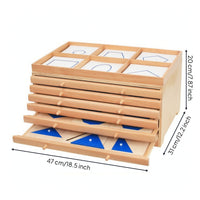 Inlay Cabinet with Drawers Educational Geometric Demonstration Tray Wooden Furniture for Teachers, Homeschool