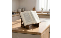 Adjustable Book Rest Slanted Wooden Book Stand Tabletop Recipe Books Holder for Readers, Cooks