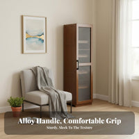 Narrow Storage Cabinet with Fluted Door Space-Saving Design Fluted Door Storage Single Piece Tall Shelving Storage Cabinet for Home Dwellers