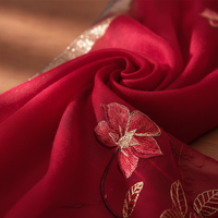 Embroidered Blended Scarf for Women - Korean Style Thin Warm Shawl