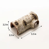 Realistic Birch Bark Hide Snake Hide, Resin Cave for Crested Gecko Tank Accessories, Textured Porous Interior for Small Reptiles and Rodents