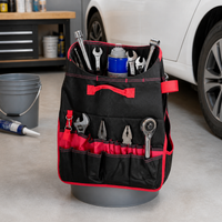 Container Tool Organizer, 31 Pockets 5 Tool Loops, Water Resistant Garden Tool Bag, 50x18x56.5cm Black & Red Tradie Tool container