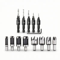 14 Pieces Versatile Woodworking Drill-Bit Set Clean Countersink with Hex Shank Long-Lasting Countersink Bit Set Wear Resistant for Woodworkers