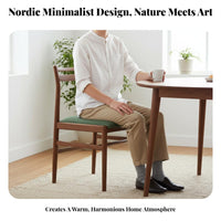 Retro aesthetic Upholstered Wooden Chair Minimalist Design Upholstered Wooden Side Chair Padded Seat Dining Seating Armless for Restaurant Owners, Interior Designers, Homeowners, Kitchen, Cafe, Living Room, Home Office