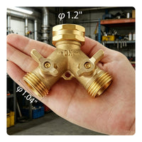 2 Pieces Simple Stream Management Double Shut-off Valve Splitter Threaded 2-Way Brass Hose Splitter Compact Metal Outdoor Watering Angled Design