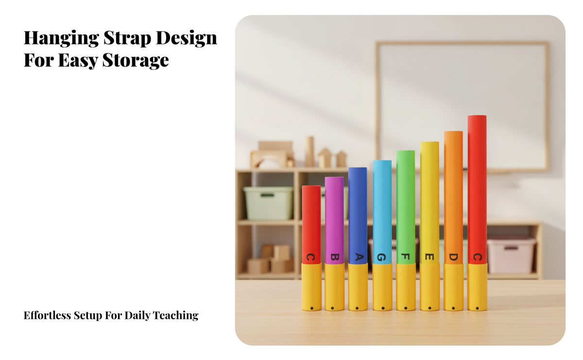 8 Pieces 8-Note Sound Tube Set Colorful Design Tuned Percussion Tubes Color Coded System Diatonic Scale Tubes for Preschoolers, Young Children