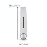 Silver Finish No-Drill Soap Dispenser Translucent Viewing Strip Wall Mounted Soap Dispenser Single-Cup Bathroom Accessory Push Button for Shower