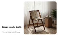 Wabi-Sabi Aesthetic Woven-Back Folding Armchair With Armrests Woven Back Folding Chair Foldable Design Household Furniture Space-Saving for Homeowners, Adults, Renters