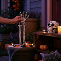 3 Pieces Outdoor Skeleton Arm Bones with Skull Graveyard-Style Skeleton Arms with Skull Spooky Weathered
