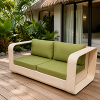 Outdoor Sofa, Garden Furniture, Black, 2-Seater, Modern Minimalist, Rattan Style