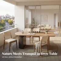3 Pieces Pebble-Shaped Table with 2 Woven Chairs Natural Aesthetic Home Furniture Space Saving for Apartment Dwellers, pairs, Balcony, Living Room