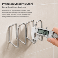 Stainless Steel Pan Lid Holder for Cupboard, Wall Mounted Pot Lid Rack, Drill U-Shaped Pan Organiser, Modern Polished Silver Kitchen Storage