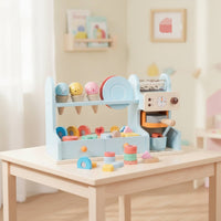 Ice Cream Shop Playset Tabletop Ice Cream Counter Playset Exploratory-Designed Pretend Imaginative Eatery for Kids, Playroom, Classroom