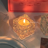 ins玻璃冰块烛台法式复古摆件装饰品浪漫烛光晚餐烛台软装拍照
