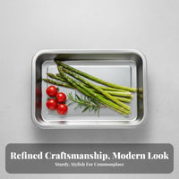long-lasting Rectangular Metal Platter Easy to Clean Rectangular Metal Plate multi-purpose Food Tray scuff Resistant for Caterers, Home Cooks, Barbecue, Kitchen, Restaurant, cafeteria
