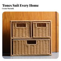 Multi-Drawer Organizer Rattan Weave Design Organizing Box Pull-amethod Drawers