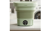 Compact Foldable Washing Machine Space-Saving Mini Washing Machine Lightweight Portable Washer with Spin Dryer Blue Light for Students, Travelers, Parents, Dorm Rooms, Apartments, Camping, Travel