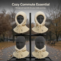 Women's Knitted Balaclava Hat with Integrated Scarf for Winter Warmth