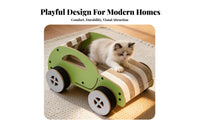 Car Shaped Cat Scratcher Multi-Function Cat Car Bed 2-in-1 Design Corrugated Cardboard Lounger