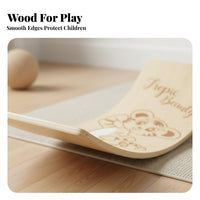 Multi-Functional Wooden Wobble Balance Board Unrestricted-Ended Play Curved Balance Board Natural Wood Construction Toddler Rocker High Weight Capacity for Toddlers, Babies, Indoor, Mindful Stretching, Playroom