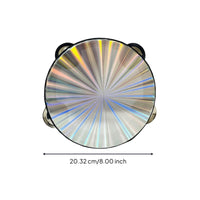 Holographic Tambourine Reflective Tambourine with Jingling Discs Laser Hand Drum Handheld for Dancers, Students, Kids, Stage, Dance, Classroom
