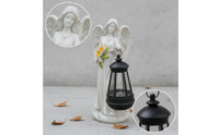 Decorative Angel Figurine with Lantern Light-up Angel Statue Hanging Sculpture Solar-Powered for Patio