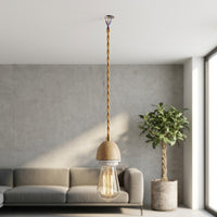 Ceiling Light with Wood Finish for Living Room, Vintage E27 Light Fitting with Bulb Holder, DIY Wooden Pendant and Ceiling Rose, Pack 1
