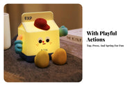 Rechargeable Milk Carton Night Light Dual Use Milk Box LED Lamp Printed Face Cartoon Night Light Cute Design