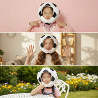 Padded Soccer Ball Head Cover Soft Soccer Ball Soft Fabric Hat 3D Headgear Oversized for Cosplayers, Content Creators, Costume Parties, Photo Shoots, School Events