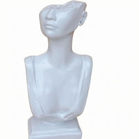 Shoulder Drape Half-Face Mannequin Bust Long Neck Jewelry Bust Integrated Base Necklace Holder