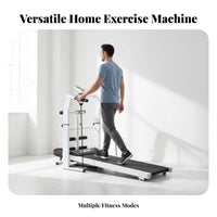 Multi-Function Manual Treadmill Quiet Operation Multifunction Treadmill Shock Absorption Folding Walking Pad Compact Design for Beginners, Home, Apartment