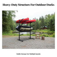 Kayak Storage Rack Adjustable Freestanding Kayak Rack Weather Resistant Freestanding Boat Stand for Paddleboarders, Canoeists, Boathouse, Garage, Dock