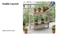 Rustic Design 2-Tier Plant Stand Indoor & Outdoor Use Two-Tier Console Table Weather-Resistant Flower Pot Holder Vintage Look for Decor Enthusiasts, Homeowners, Decorators, Balcony, Living Room, Corner, Entryway