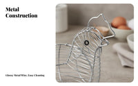 Hollow-out Design Chicken Egg Basket Decorative Metal Wire Egg Holder Sturdy Construction for Pantry, Dining Table