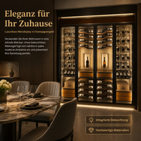 Stainless Steel Wine Cooler for 79 Bottles, Freestanding with Glass Door and LED Lighting, Low Vibration, Brushed Champagne Gold
