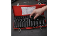 35 Pieces Drive Impact Socket Set Full Length Drive Socket Set with Metal Case Heavy Duty Tools for Automotive Repair